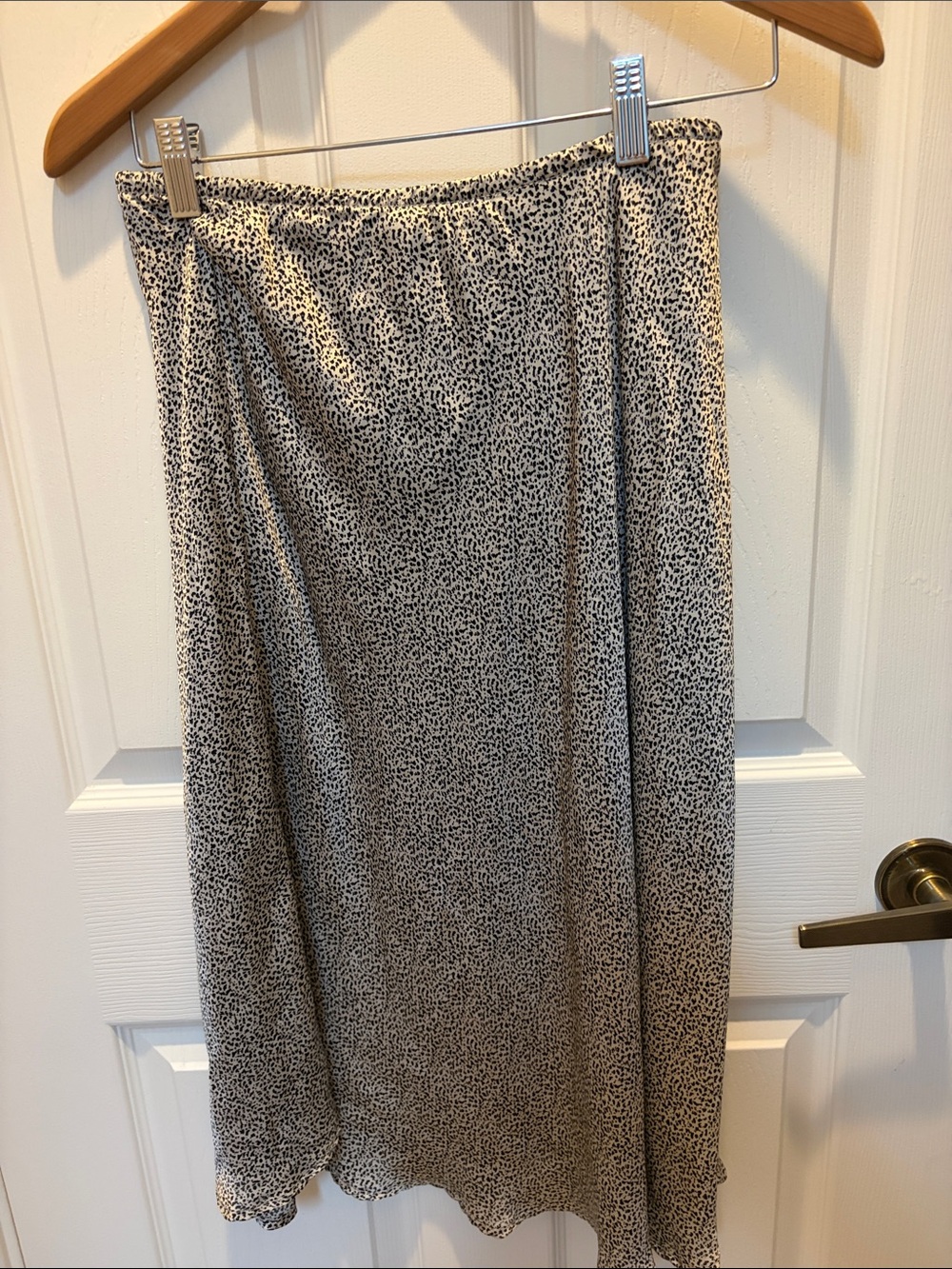 Women's Cream and Black Printed Midi Skirt
